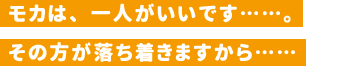 モカは、一人がいいです……。